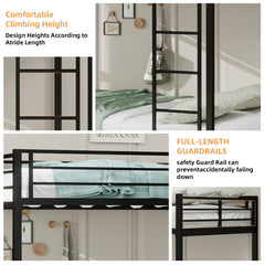 Bellemave® Bunk Bed with Trundle, Heavy Duty Metal Bunk Bed Frame with Safety Guardrails and Ladders for Small Bedroom, Kids, Teens, Adults - Bellemave