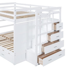 Bellemave® Bunk Bed with Twin Trundle Bed and Staircase - Bellemave