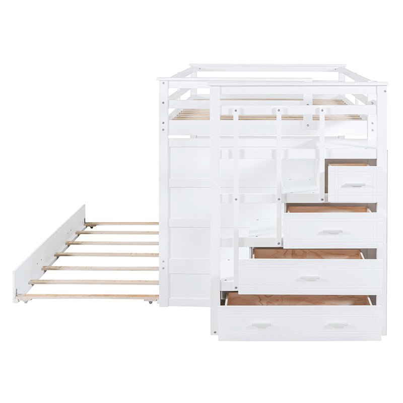 Bellemave® Bunk Bed with Twin Trundle Bed and Staircase - Bellemave