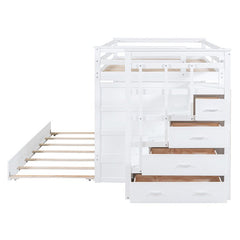 Bellemave® Bunk Bed with Twin Trundle Bed and Staircase - Bellemave