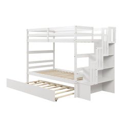 Bellemave® Bunk Bed with Twin Trundle Bed and Staircase - Bellemave