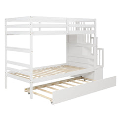 Bellemave® Bunk Bed with Twin Trundle Bed and Staircase - Bellemave