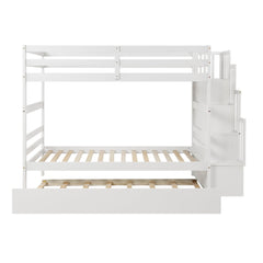 Bellemave® Bunk Bed with Twin Trundle Bed and Staircase - Bellemave