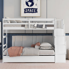 Bellemave® Bunk Bed with Twin Trundle Bed and Staircase - Bellemave