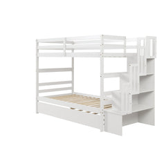 Bellemave® Bunk Bed with Twin Trundle Bed and Staircase - Bellemave