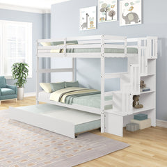 Bellemave® Bunk Bed with Twin Trundle Bed and Staircase - Bellemave