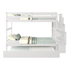 Bellemave® Bunk Bed with Twin Trundle Bed and Staircase - Bellemave