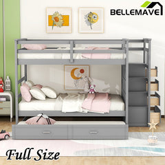 Bellemave® Bunk Bed with Twin Trundle Bed and Staircase - Bellemave
