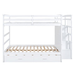 Bellemave® Bunk Bed with Twin Trundle Bed and Staircase - Bellemave