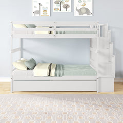 Bellemave® Bunk Bed with Twin Trundle Bed and Staircase - Bellemave