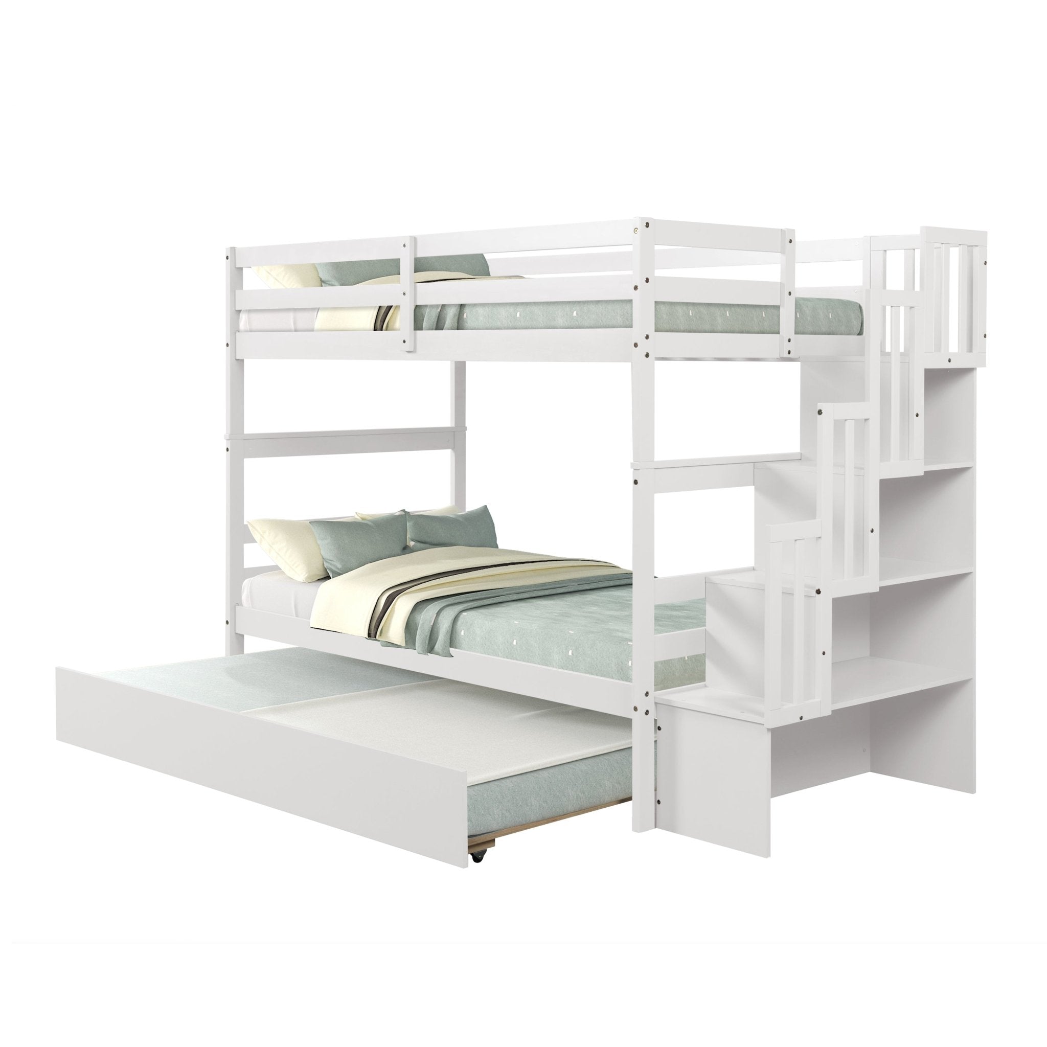Bellemave® Bunk Bed with Twin Trundle Bed and Staircase - Bellemave
