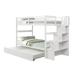 Bellemave® Bunk Bed with Twin Trundle Bed and Staircase - Bellemave