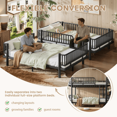 Bellemave® Bunk Bed with Upgraded Safety Round - Pipe Design, Ladders & Guardrails for Kids Teens,Convertible into 2 Platform Bed - Bellemave