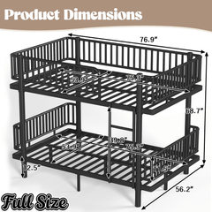 Bellemave® Bunk Bed with Upgraded Safety Round - Pipe Design, Ladders & Guardrails for Kids Teens,Convertible into 2 Platform Bed - Bellemave