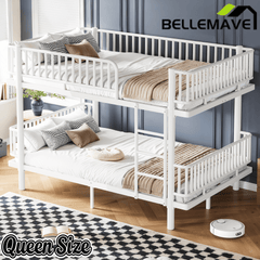 Bellemave® Bunk Bed with Upgraded Safety Round - Pipe Design, Ladders & Guardrails for Kids Teens,Convertible into 2 Platform Bed - Bellemave