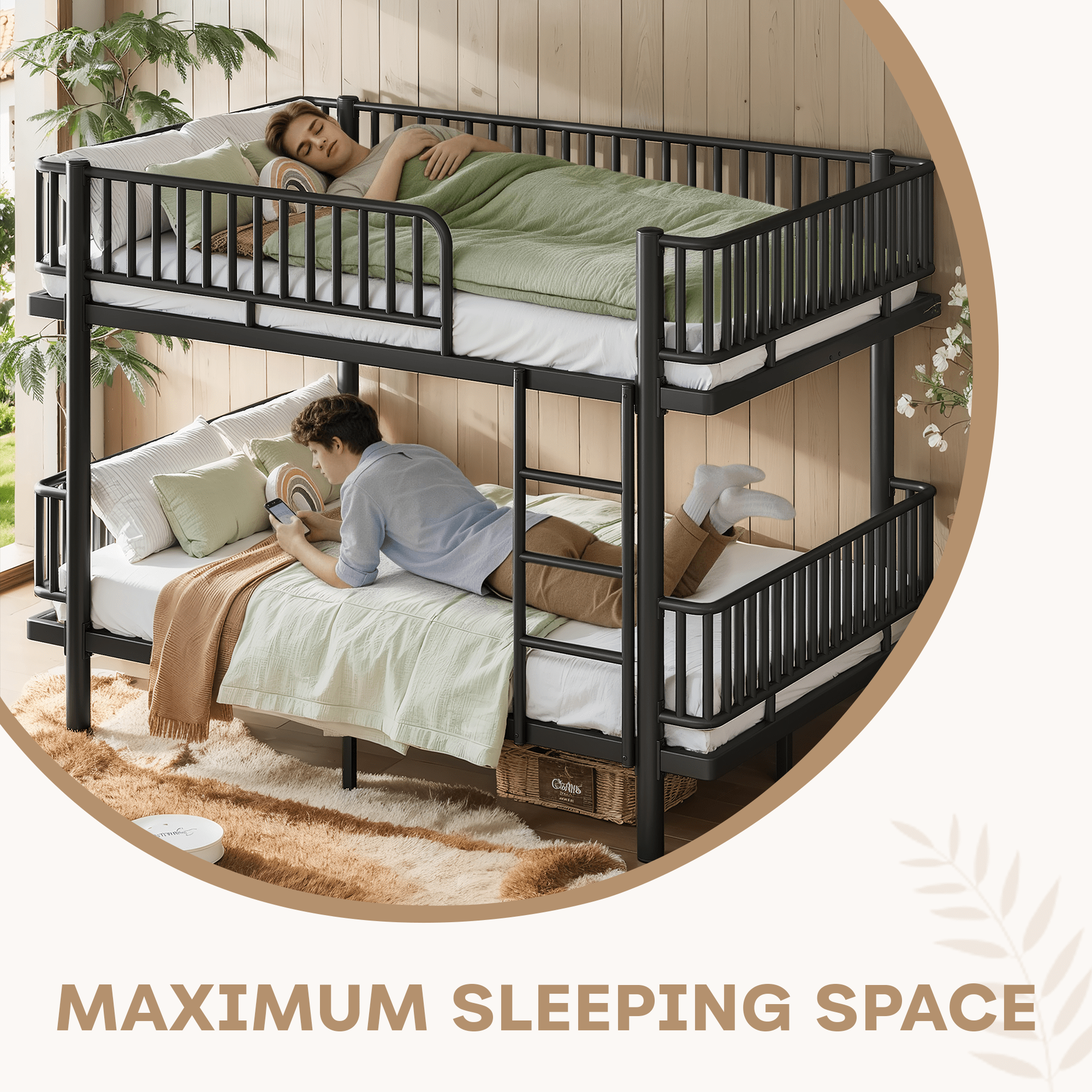 Bellemave® Bunk Bed with Upgraded Safety Round - Pipe Design, Ladders & Guardrails for Kids Teens,Convertible into 2 Platform Bed - Bellemave