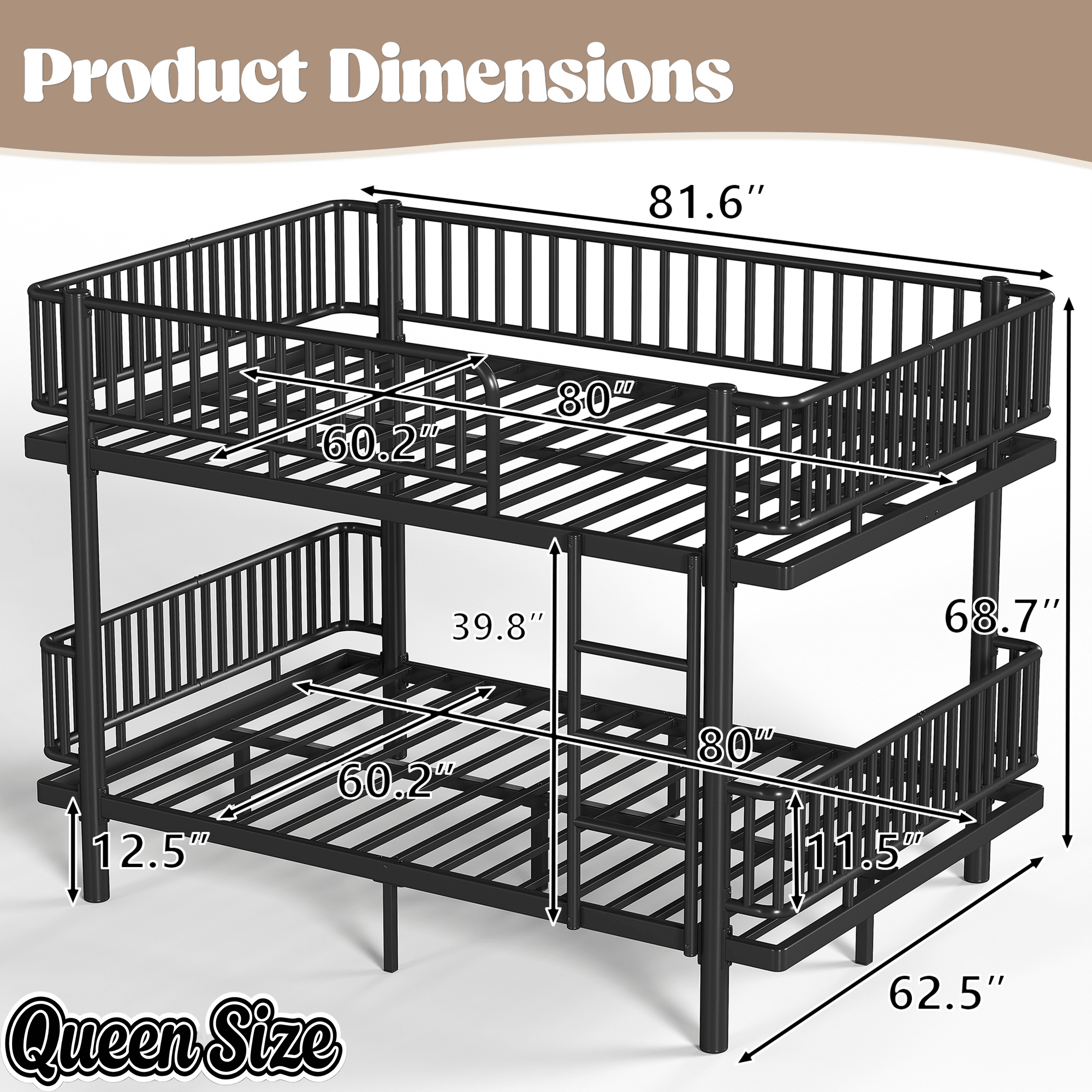 Bellemave® Bunk Bed with Upgraded Safety Round - Pipe Design, Ladders & Guardrails for Kids Teens,Convertible into 2 Platform Bed - Bellemave