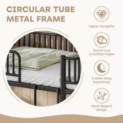 Bellemave® Bunk Bed with Upgraded Safety Round - Pipe Design, Ladders & Guardrails for Kids Teens,Convertible into 2 Platform Bed - Bellemave