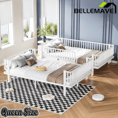 Bellemave® Bunk Bed with Upgraded Safety Round - Pipe Design, Ladders & Guardrails for Kids Teens,Convertible into 2 Platform Bed - Bellemave