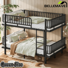 Bellemave® Bunk Bed with Upgraded Safety Round - Pipe Design, Ladders & Guardrails for Kids Teens,Convertible into 2 Platform Bed - Bellemave