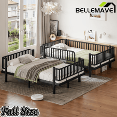 Bellemave® Bunk Bed with Upgraded Safety Round - Pipe Design, Ladders & Guardrails for Kids Teens,Convertible into 2 Platform Bed - Bellemave