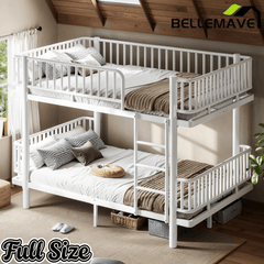 Bellemave® Bunk Bed with Upgraded Safety Round - Pipe Design, Ladders & Guardrails for Kids Teens,Convertible into 2 Platform Bed - Bellemave