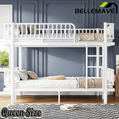 Bellemave® Bunk Bed with Upgraded Safety Round - Pipe Design, Ladders & Guardrails for Kids Teens,Convertible into 2 Platform Bed - Bellemave