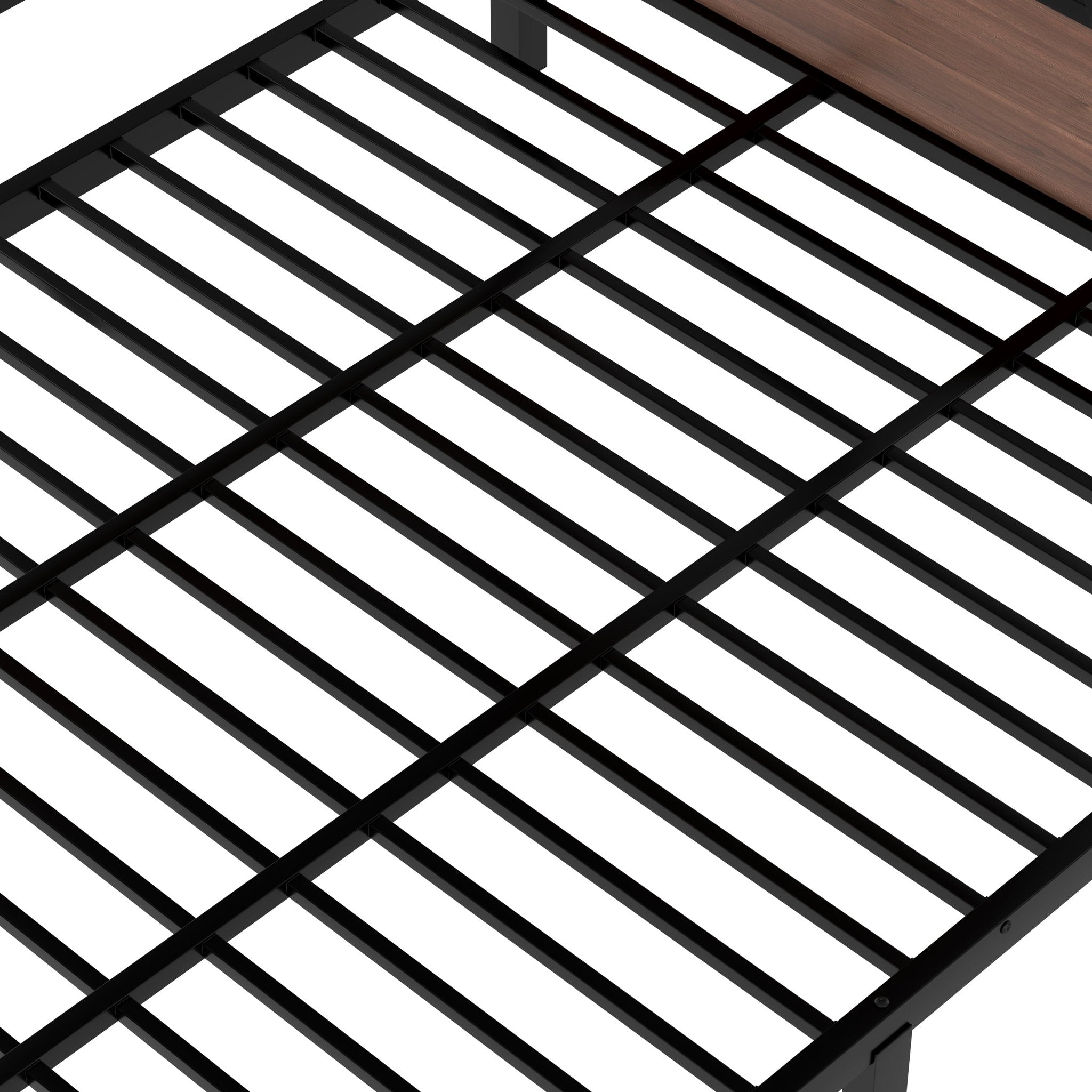 Bellemave® Bunk Beds Twin Over Full Size with Storage Shelves & LED Light, Metal Twin Over Full Bunk Bed Frame with Wood Board & Sturdy Slats, Heavy Duty Bed Frame, Noise Free, Black - Bellemave