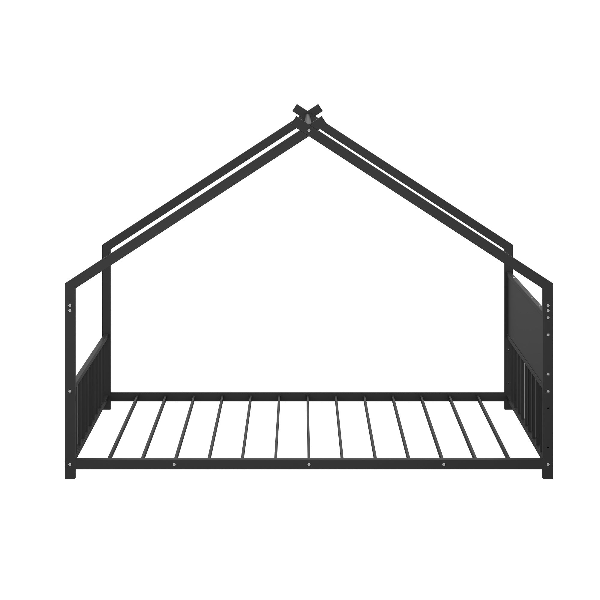 Bellemave® Canopy Bed Frame with Roof, Built - in Colorful LED Lights, Metal Structure with Slats for Mattress Support, No Box Spring Needed - Bellemave