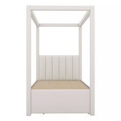 Bellemave® Canopy Bed with Trundle and 3 Storage Drawers, Canopy Platform Bed with Upholstery Headboard - Bellemave