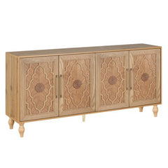 Bellemave® Carved Flower Door Large Storage Cabinet With Metal Handle - Bellemave