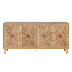 Bellemave® Carved Flower Door Large Storage Cabinet With Metal Handle - Bellemave