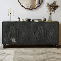 Bellemave® Carved Flower Door Large Storage Cabinet With Metal Handle - Bellemave