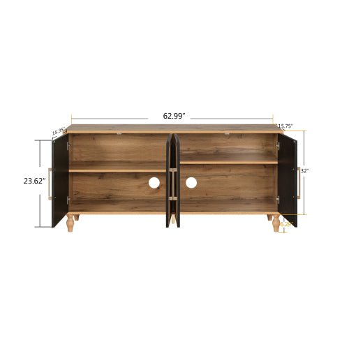 Bellemave® Carved Flower Door Large Storage Cabinet With Metal Handle - Bellemave