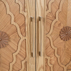 Bellemave® Carved Flower Door Large Storage Cabinet With Metal Handle - Bellemave
