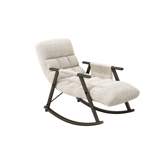 Bellemave® Casual Folding Upholstered Rocking Chair,Adjustable High Back and Foot Rest with Side Pockets Placed - Bellemave