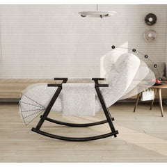 Bellemave® Casual Folding Upholstered Rocking Chair,Adjustable High Back and Foot Rest with Side Pockets Placed - Bellemave