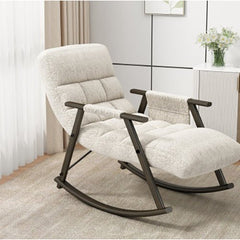 Bellemave® Casual Folding Upholstered Rocking Chair,Adjustable High Back and Foot Rest with Side Pockets Placed - Bellemave