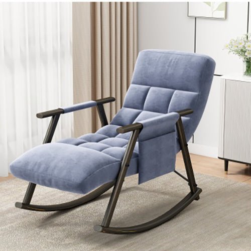 Bellemave® Casual Folding Upholstered Rocking Chair,Adjustable High Back and Foot Rest with Side Pockets Placed - Bellemave