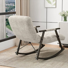 Bellemave® Casual Folding Upholstered Rocking Chair,Adjustable High Back and Foot Rest with Side Pockets Placed - Bellemave