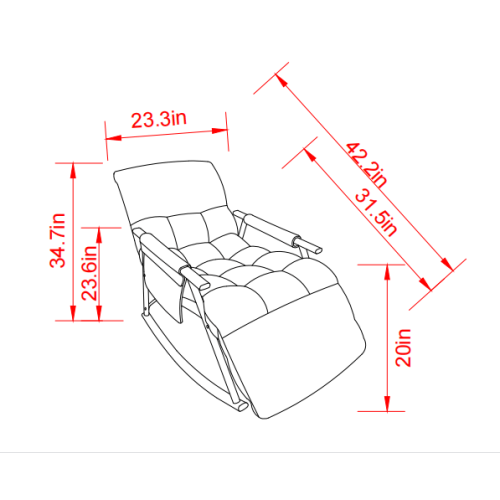 Bellemave® Casual Folding Upholstered Rocking Chair,Adjustable High Back and Foot Rest with Side Pockets Placed - Bellemave