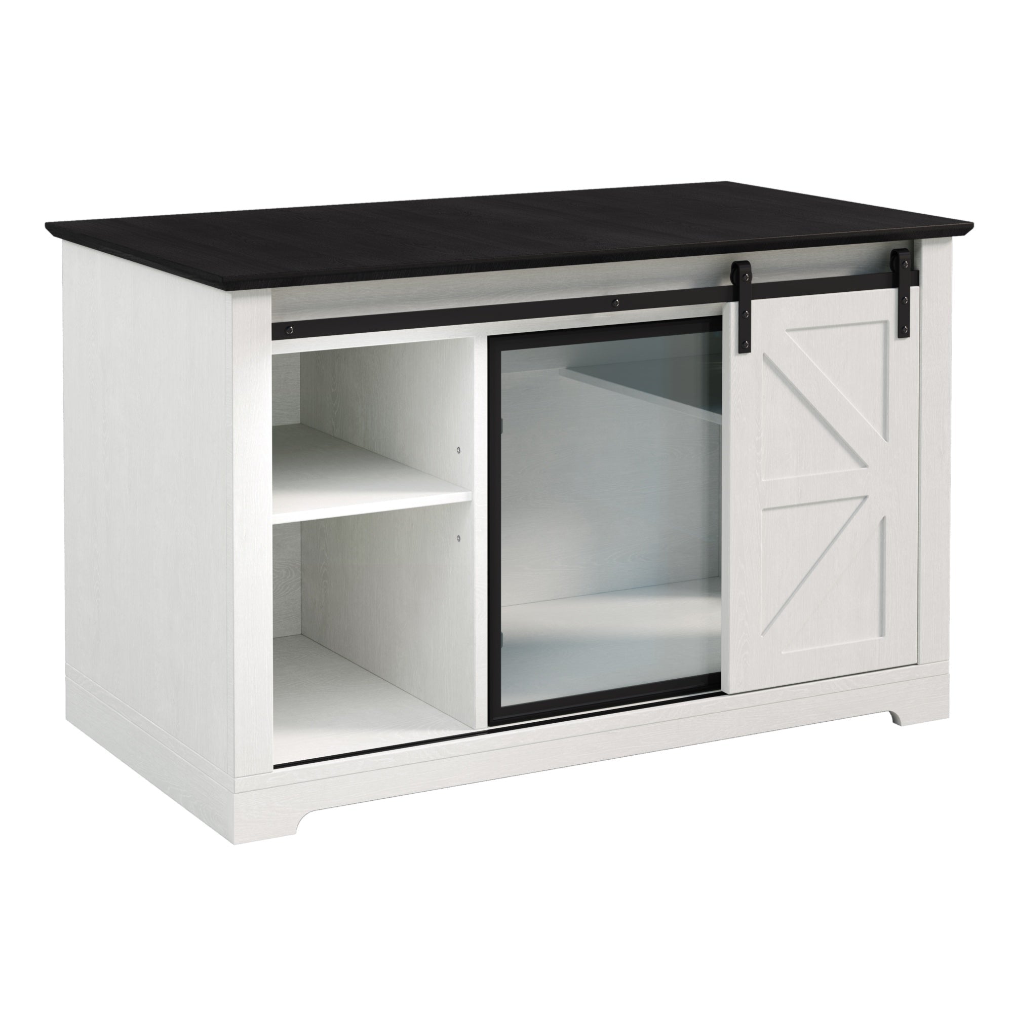 Bellemave® Cat Hidden Litter Box Furniture with LED, Storage & Sliding Barn Door - Bellemave