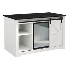 Bellemave® Cat Hidden Litter Box Furniture with LED, Storage & Sliding Barn Door - Bellemave