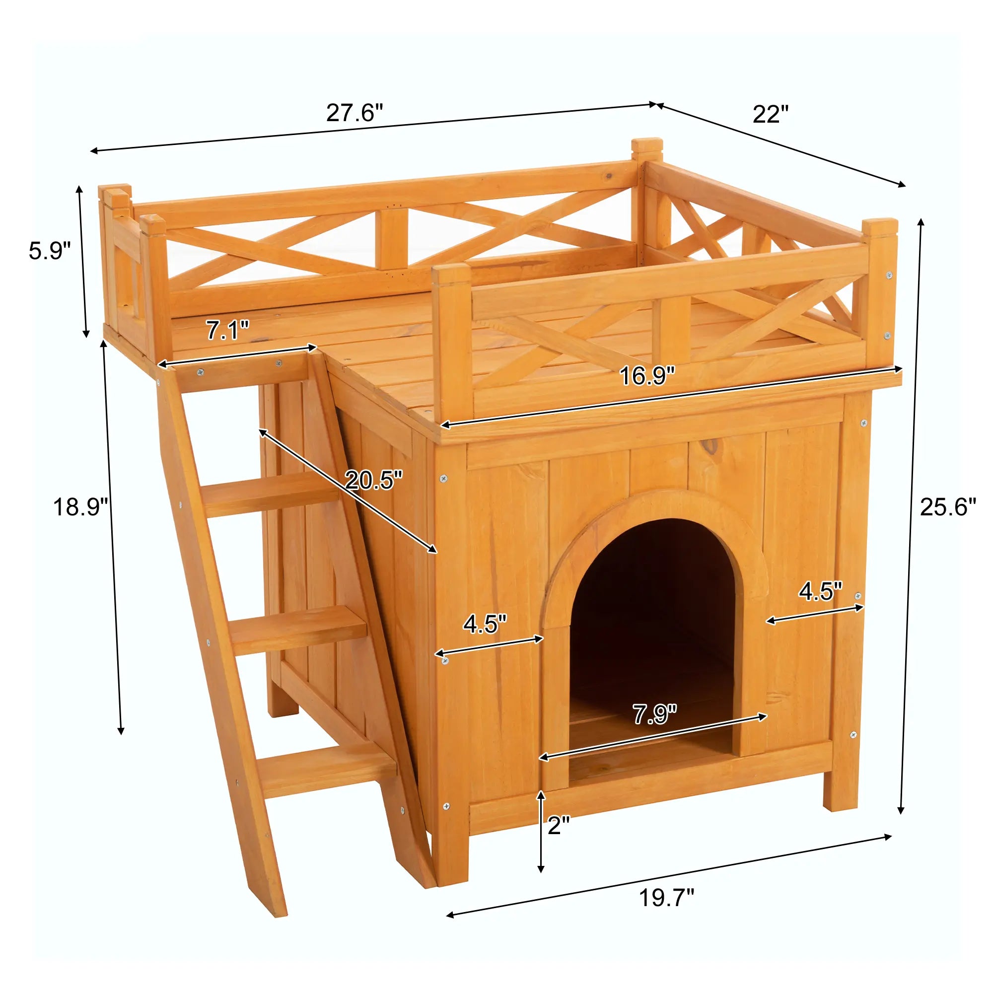 Bellemave® Cat Houses for Outdoor Cats,Natural Wood Playground,Natural Cat Shelf with Litter Box - Bellemave