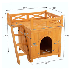 Bellemave® Cat Houses for Outdoor Cats,Natural Wood Playground,Natural Cat Shelf with Litter Box - Bellemave