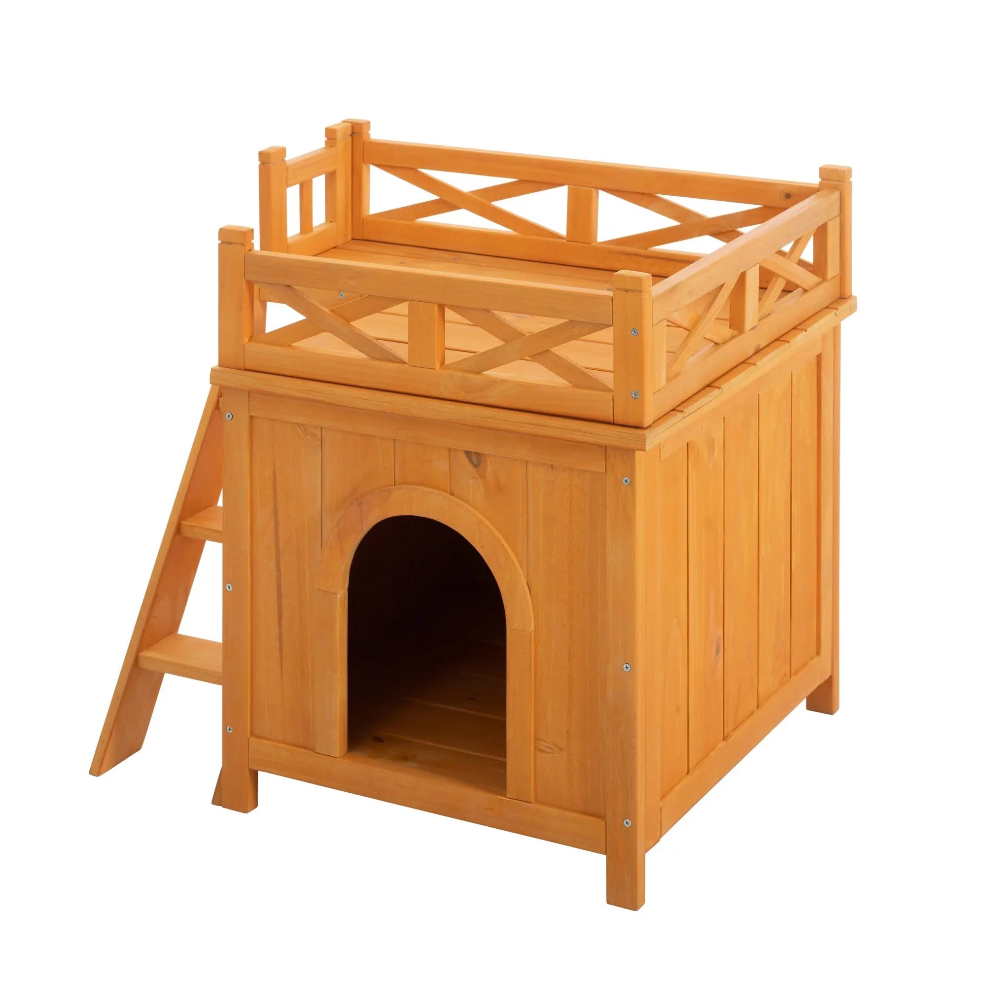Bellemave® Cat Houses for Outdoor Cats,Natural Wood Playground,Natural Cat Shelf with Litter Box - Bellemave