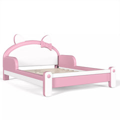 Bellemave® Cat Shaped Upholstered Platform Bed with Guardrails, Low Profile Kids Bed Frame with Headboard - Bellemave