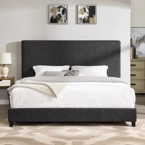 Bellemave® Charcoal Upholstered Platform Bed,Box Spring Required - Bellemave