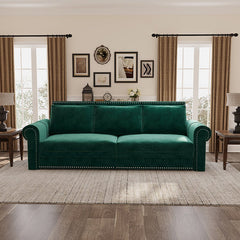 Bellemave® Chesterfield Sofa,93.7" King Pull Out Sofa Bed with Nailhead Trim & Rolled Arm - Bellemave
