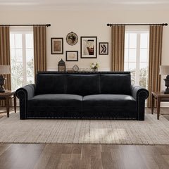 Bellemave® Chesterfield Sofa,93.7" King Pull Out Sofa Bed with Nailhead Trim & Rolled Arm - Bellemave